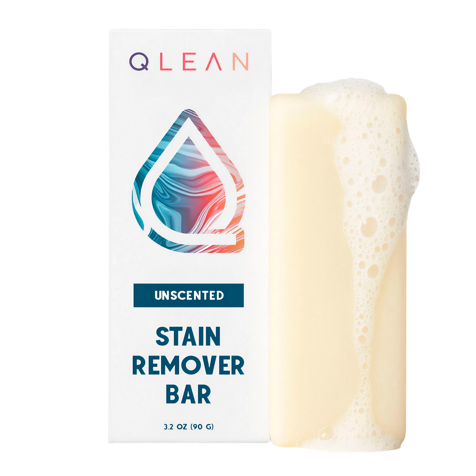 QLEAN Vegan Stain Remover Bar for Fabrics, Laundry Bar Soap for Clothes - Plant-Based, Travel-Friendly Stain Remover for Grease, Wine, Coffee, Grass