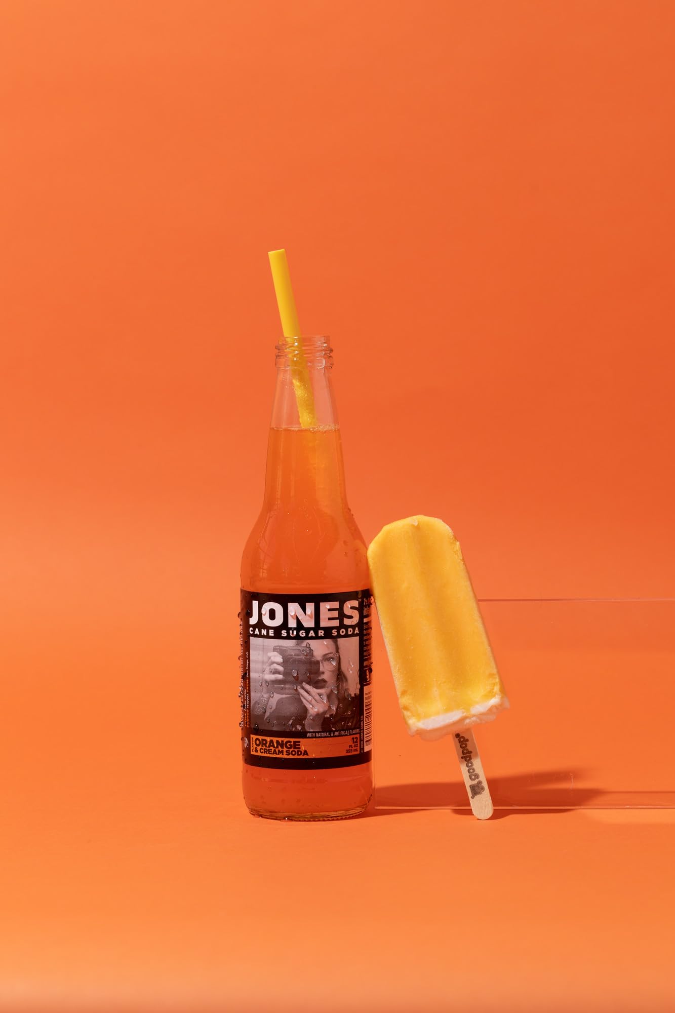Four(4) Bottles - Jones Soda Co. Orange Cream Soda Flavor | 100% Cane Sugar Soda | Craft Soda Pop | Soda Soft Drinks | Glass Bottle Soda