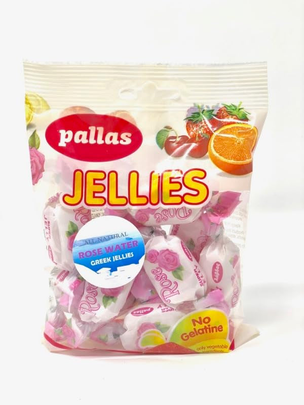 Pallas, Greek Rose Water Soft Sugar Dusted Jellies 100g bag (8 pcs)