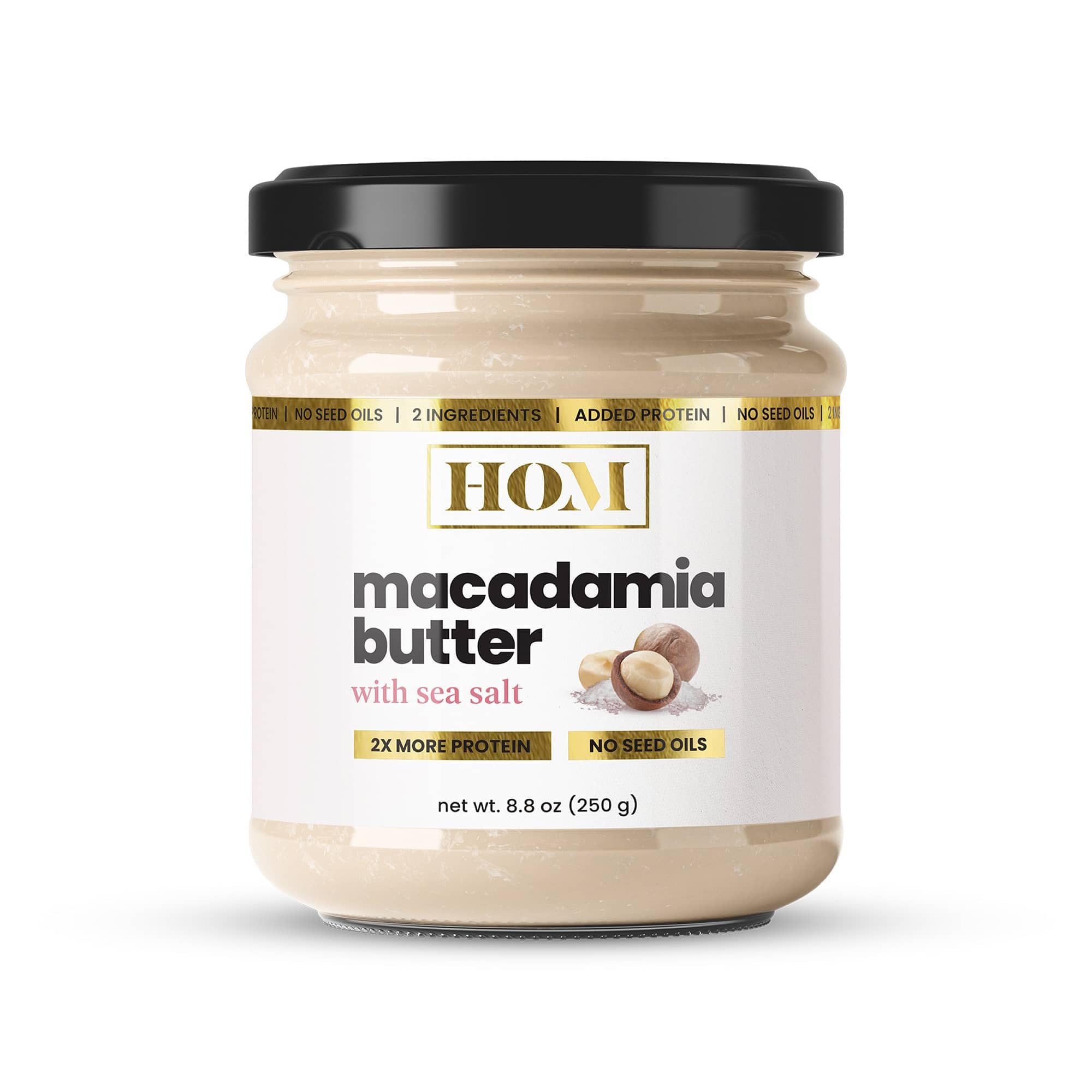 House of Macadamias, Crunchy Macadamia Butter with Protein (8.8oz) - Natural Nut Butter - 2 ingredients - Glass Jar - Seed Oil-Free - Sugar-Free - Low