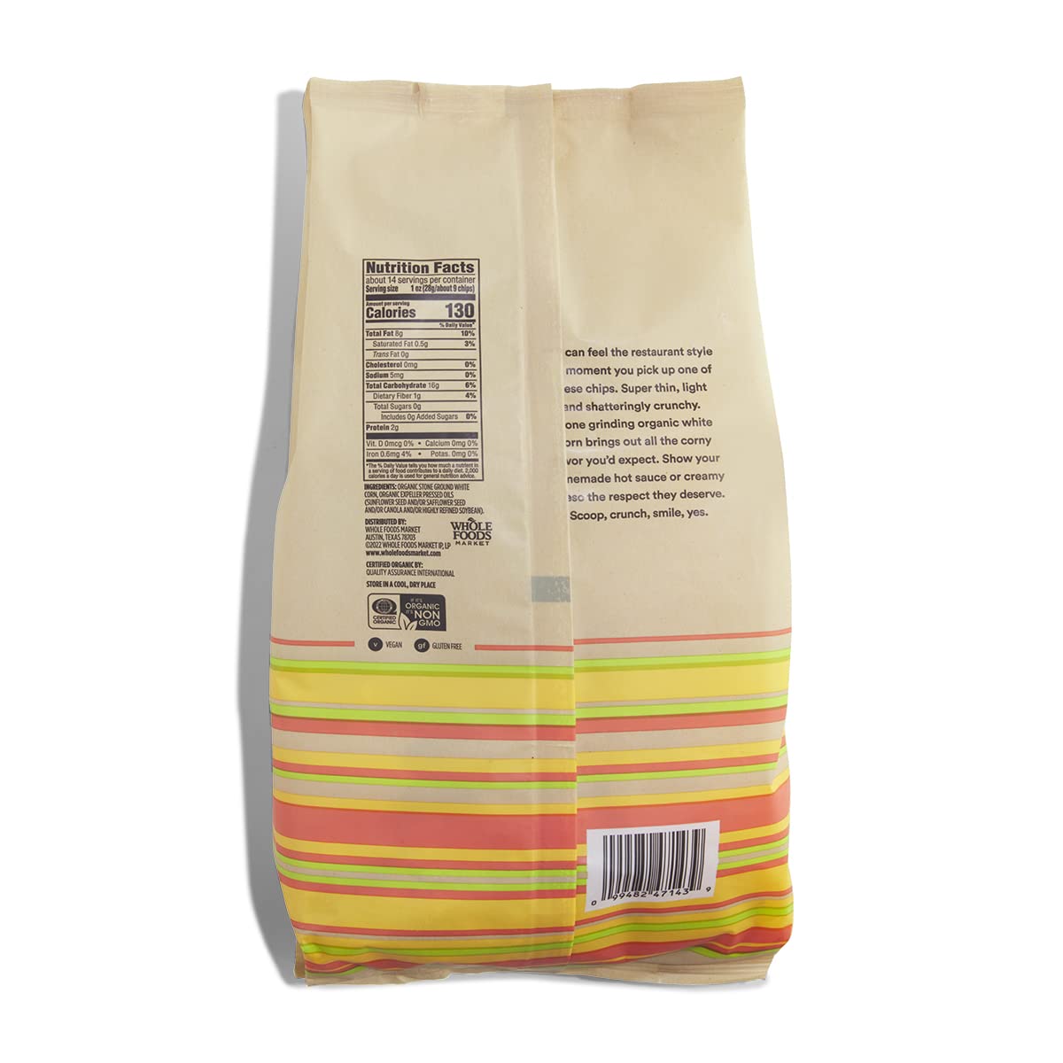 365 by Whole Foods Market, Organic Restaurant Style White Corn Tortilla Chips Unsalted, 14 Ounce