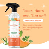 Therapy Clean All Purpose Cleaning Spray - Fresh Herbs & Melon 24 fl. oz - 100% Natural Scent, Kitchen Surface Counter, Surface Cleaner, Non Toxic All