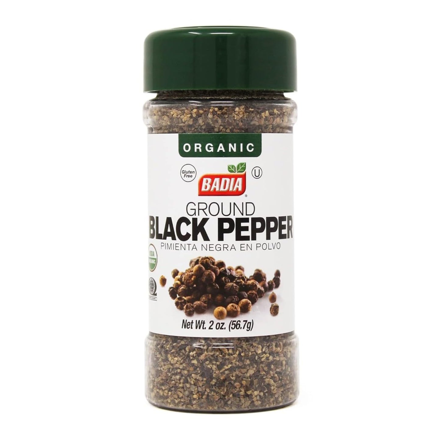 Badia Organic Ground Black Pepper 2 oz - Bold & Aromatic Fine Black Pepper Powder for Cooking, Seasoning & Marinades