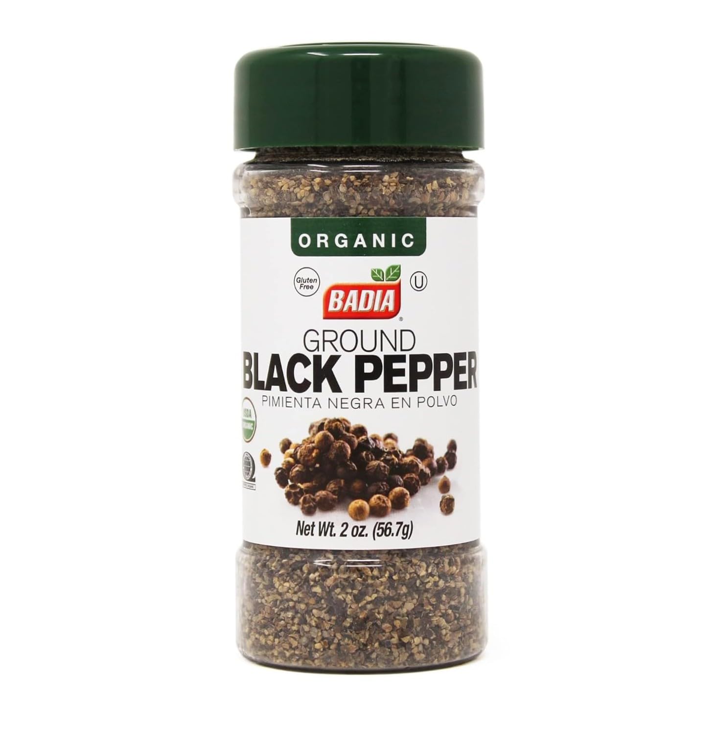 Badia Organic Ground Black Pepper 2 oz - Bold & Aromatic Fine Black Pepper Powder for Cooking, Seasoning & Marinades