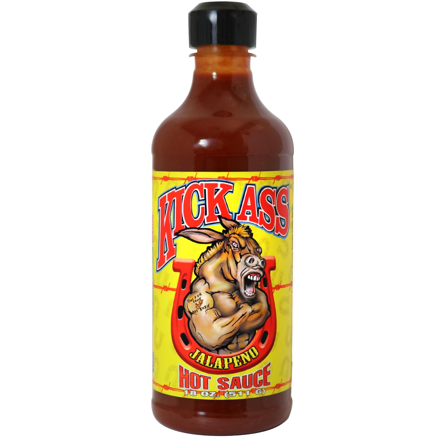 Kick Ass Jalapeno Hot Sauce Bottle - 18 oz. - Gourmet Gift for the Hot Sauce Fan - Perfect for Chicken Wings and Breakfast Burritos - Try if you dare
