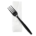 Karat [ 500 ct ] Black Wrapped PP Plastic Cutlery Set with Napkin (Fork, 1-ply Napkin) U2206B