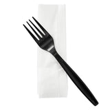 Karat [ 500 ct ] Black Wrapped PP Plastic Cutlery Set with Napkin (Fork, 1-ply Napkin) U2206B
