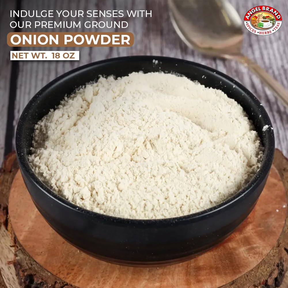 Angel Brand Onion Powder 18 oz Bottle - Premium Ground Onion Seasoning for Cooking, Sauces, Marinades, and Dry Rubs - Bold Flavor in Convenient Bulk