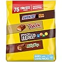 Mars Snickers, M&M'S Milk Chocolate, Milky Way & Twix Fun Size Chocolate Candy Variety Pack, 75 Ct Bulk Bag (2.73 Pounds)