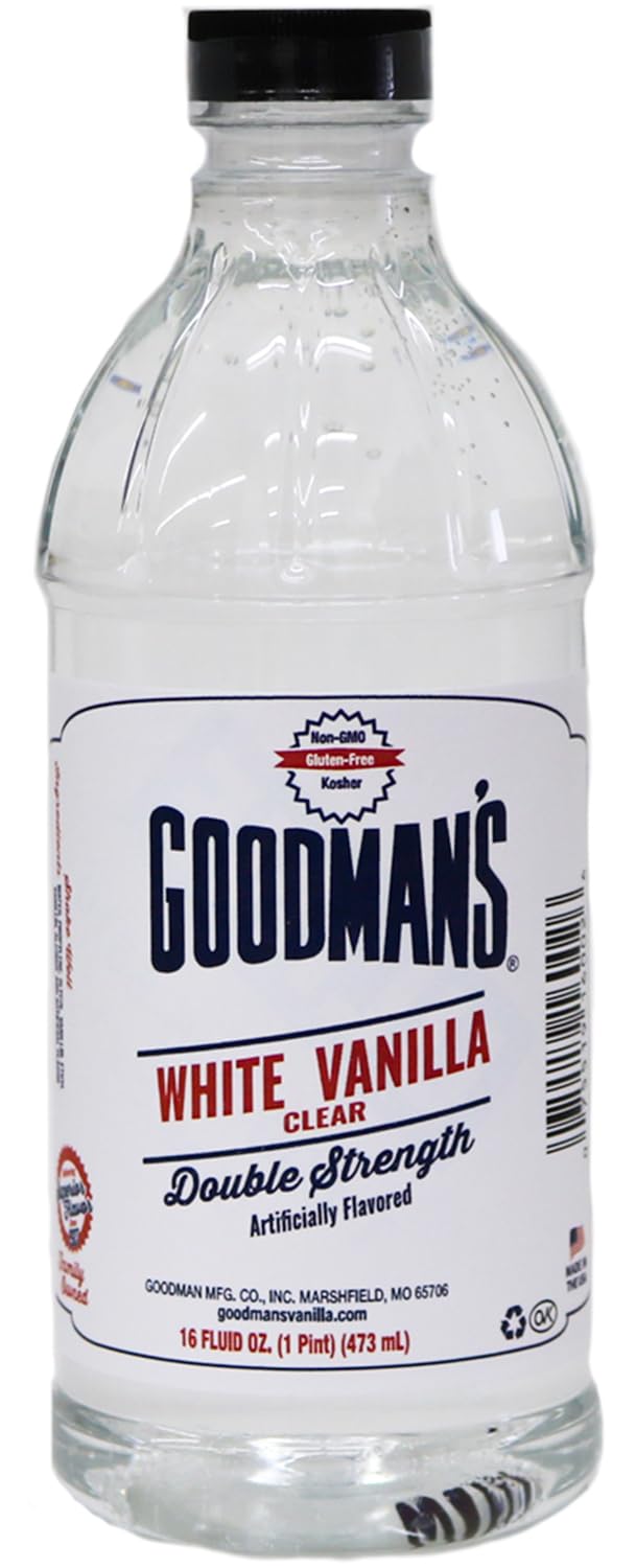 Goodman's White Vanilla Clear Double Strength Artificial Flavor - Gluten-Free, Non-GMO, Kosher, Low Carb & Low Calorie - Vanilla Flavor Ideal
