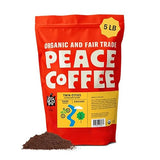 Peace Coffee Twin Cities Signature Blend Ground Dark Roast Coffee, 5 lb, Organic Fair Trade, Nutty, Bold Flavor, Shade Grown, Fresh Roasted