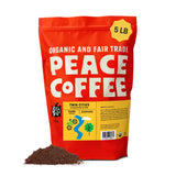 Peace Coffee Twin Cities Signature Blend Ground Dark Roast Coffee, 5 lb, Organic Fair Trade, Nutty, Bold Flavor, Shade Grown, Fresh Roasted