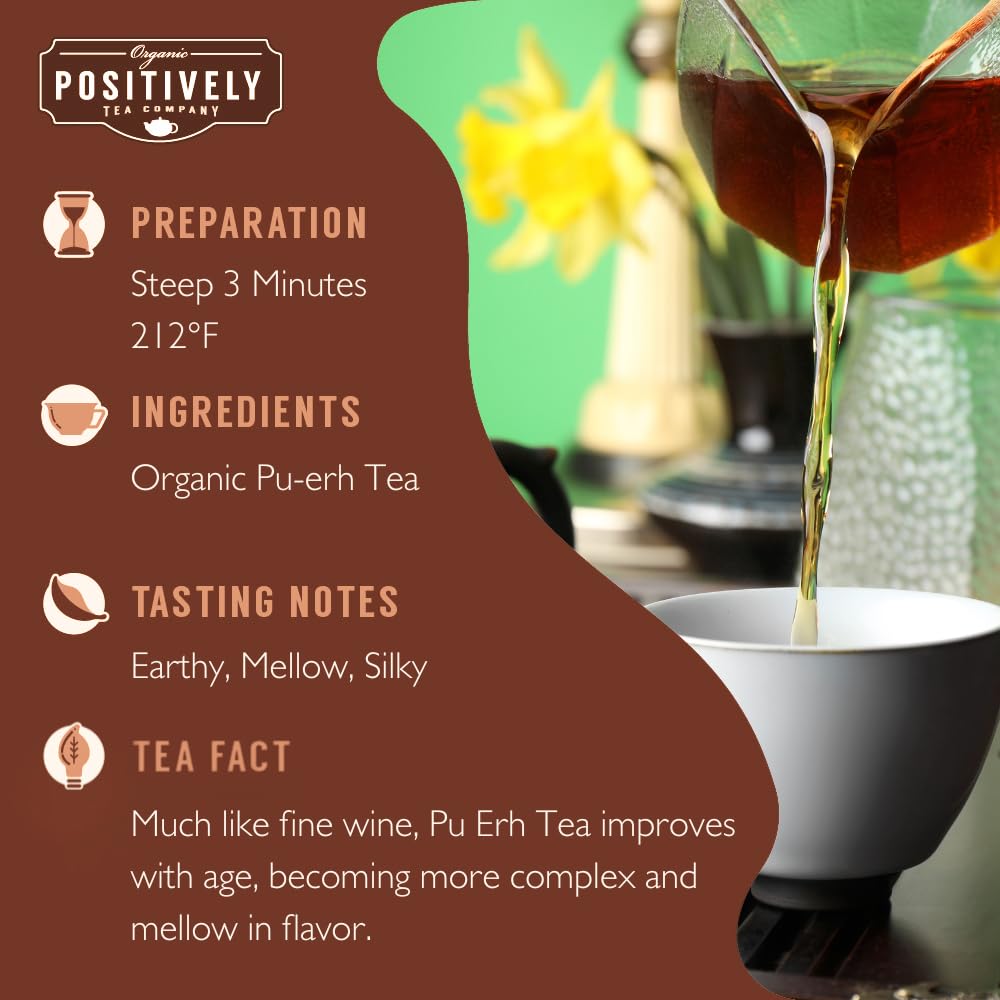 Organic Positively Tea Company, Pu-Erh Tea, Loose Leaf, 4 Ounce