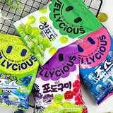 LOTTE Jellycious Grapes & Cantaloupe Gummy Candy, Korean Favorite Mixed Fruity Soft Candy, Sweet and Sour Deliciousness Juice Gummies, Casual Snacks