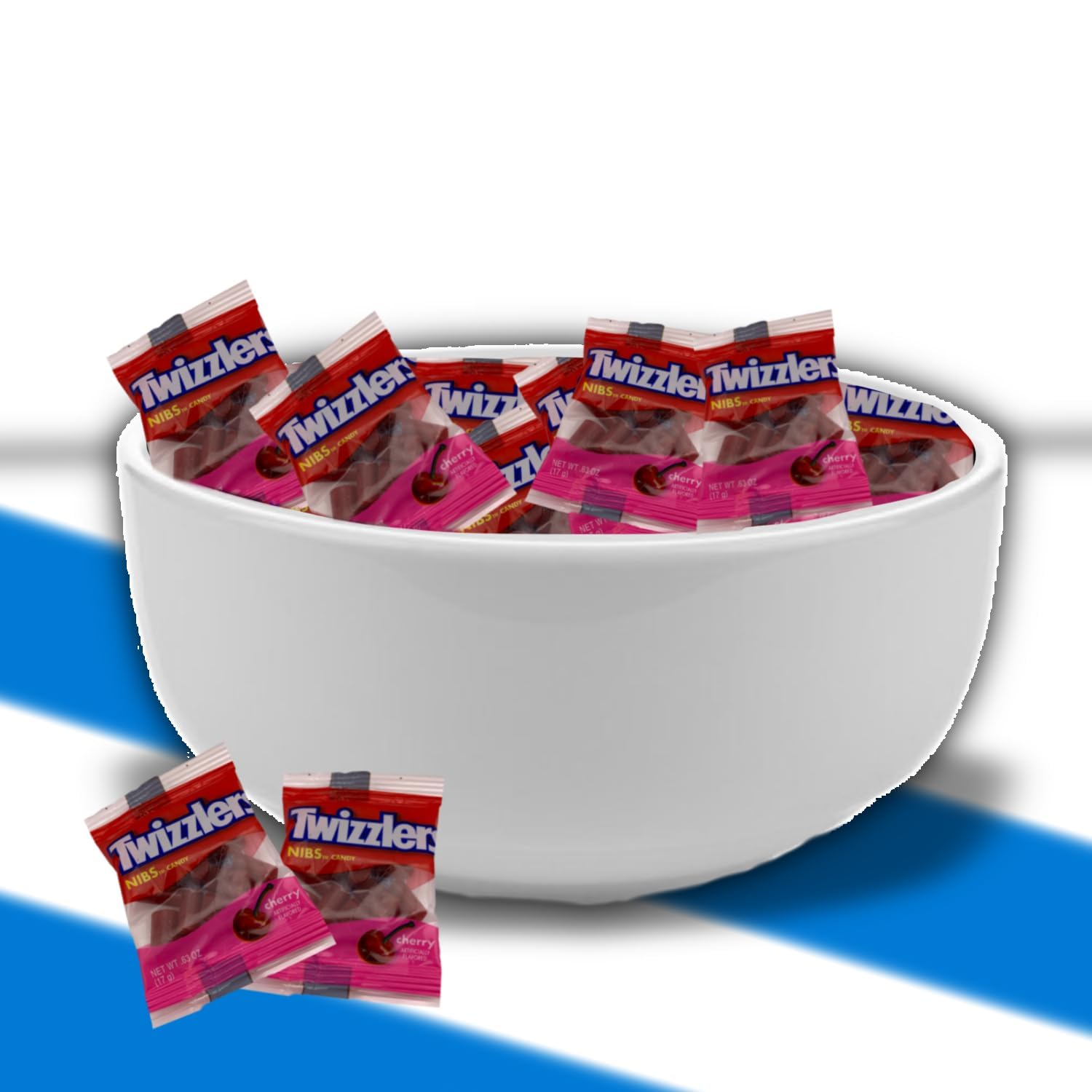 CandyKrave Twizlers Nibs Cherry Flavored Candy - (1lb 22+ Pieces) Bulk Individually Wrapped Twizzleres Candy - Chewy & Delicious Cherry Flavor Candy