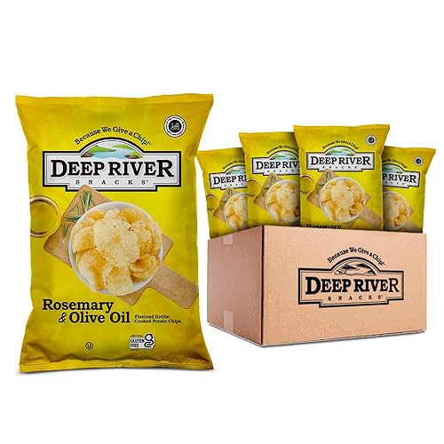 Deep River Rosemary & Olive Oil Kettle Cooked Chips 2 oz (Pack of 24), Gluten Free Potato Snack, Premium Quality, Healthy Crunchy Treat, Perfect