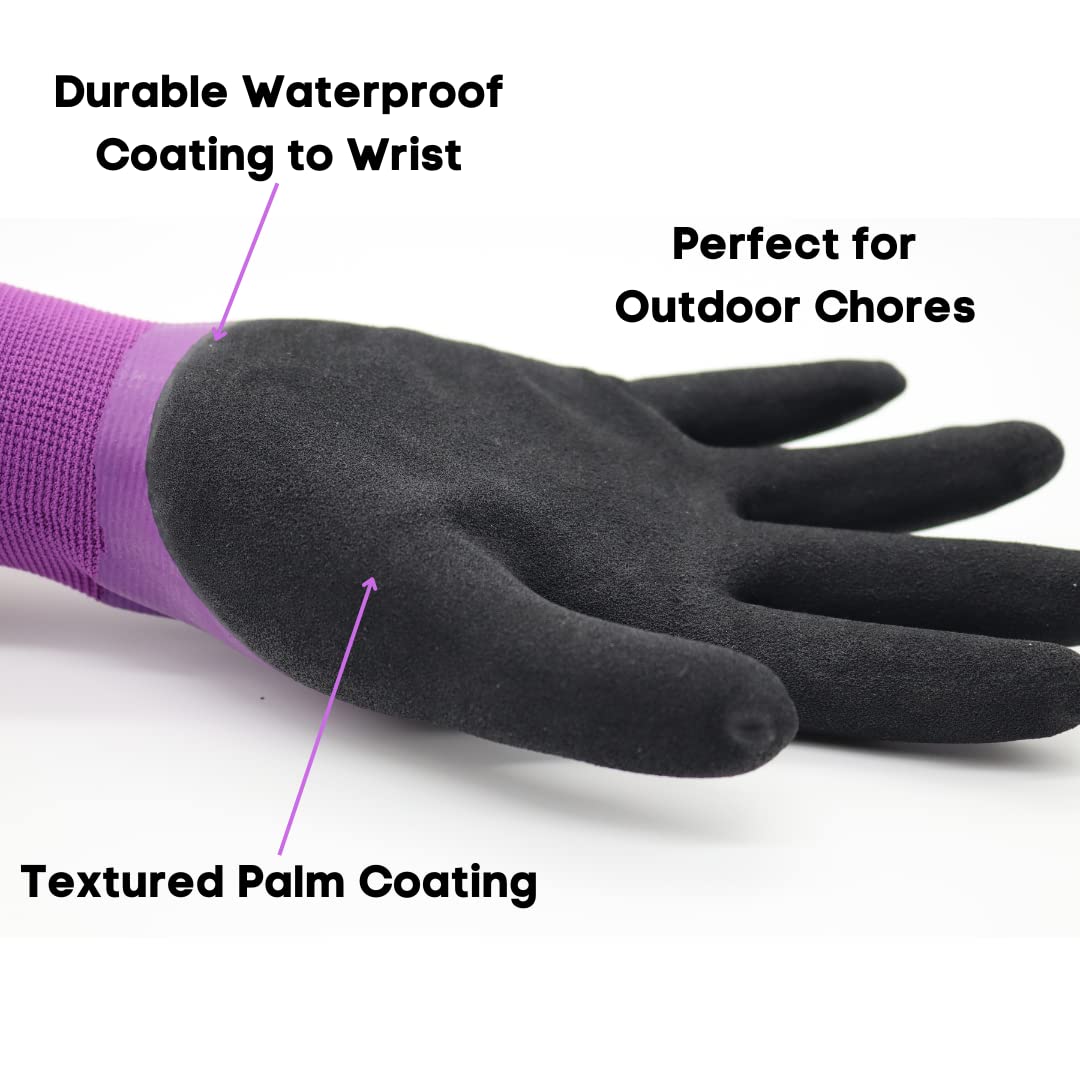 Red Steer A204 Flowertouch H2O Waterproof Purple Women's All Purpose Gloves, Nitrile Overdip, Sizes S-L, Sold by Pair (Medium)
