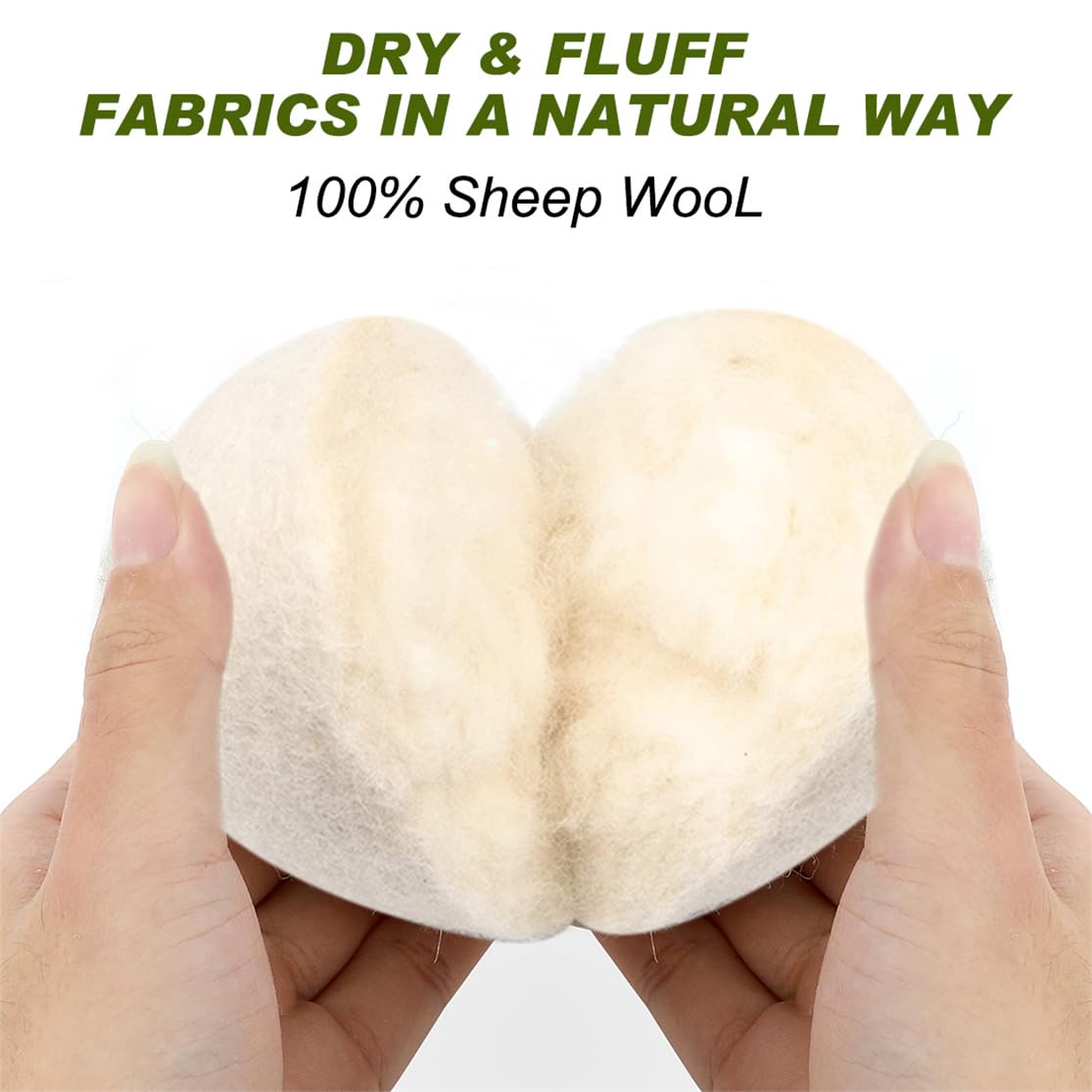 Wool Dryer Balls Reusable Laundry Dryer Balls Natural Fabric Softener Dryer Sheets Replacement for Reducing Clothing Static and Wrinkles, Set of 6PCS