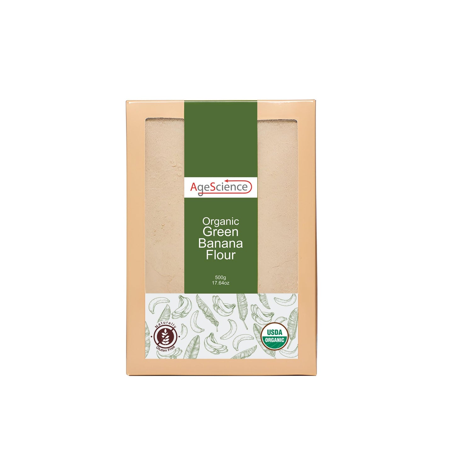AgeScience Organic Green Banana Flour - USDA Organic Certified - Gluten Free All Purpose Flour Alternative For Baking & Cooking Recipes - Grain Free