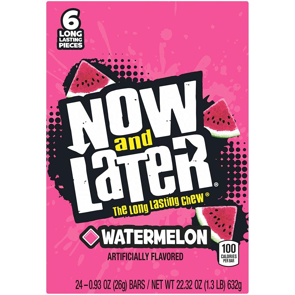Now and Later Watermelon Candy 6 Pack - Case of 24