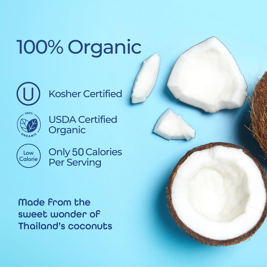 Thai Coco Organic Coconut Water, No Sugar Added, No Artificial Ingredients, Natural Electrolytes, 100% Pure, Not from Concentrate - 33.8 fl. oz. (6