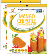 Mango Chipotle Sandwich Wraps (Two-Pack) - Gluten-Free, Vegan, Low-Carb Wraps with Sweet & Smoky Flavor - Non-GMO, Plant-Based, Paleo Tortilla