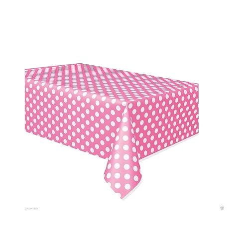 Unique Industries Plastic Tablecover 54"X108", Hot Pink Decorative Dots, One Size, Model: 66330