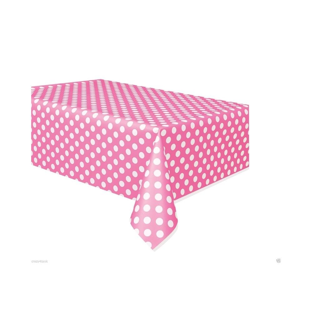 Unique Industries Plastic Tablecover 54"X108", Hot Pink Decorative Dots, One Size, Model: 66330