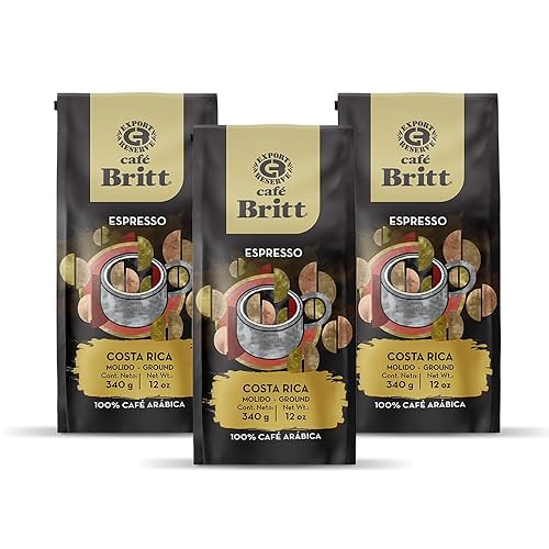 Café Britt® - Costa Rican Espresso Coffee (12 oz.) (3-Pack) - Ground, Arabica Coffee, Kosher, Gluten Free, 100% Gourmet & Dark Roast