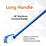 Superio Deck Scrub Brush with Long Handle 48 Inches, Heavy Duty Stiff Bristles Grout Scrubber with Scraper - Cleans Hot Tub, Swimming Pool, Granite