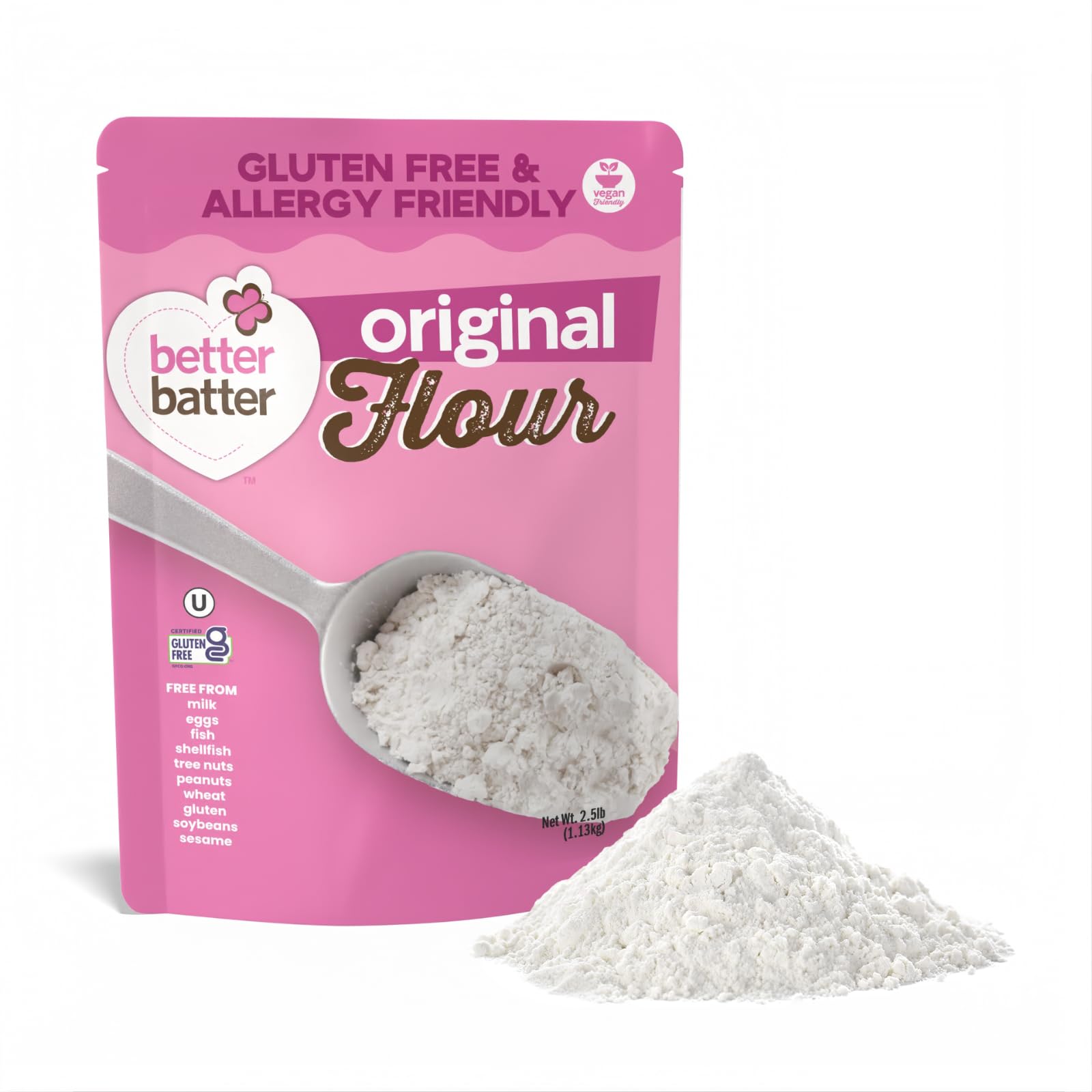 Better Batter Original Blend Multipurpose Gluten Free Flour 2.5lb - Certified GFCO, Vegan, Kosher, Non-GMO - Top 9 Allergen Free, Award Winning