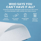 OceanEco™ Earth-Friendly Laundry Detergent Strips - 64 Loads | Ultra-Concentrated, Zero-Waste, Biodegradable, Cruelty-Free & Vegan (Fragrance Free)