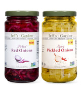 Jeff's Garden Pickled Onion Pack, Pickled Red Onion & Spicy Pickled Onion | Gluten Free | 12 Fluid Ounce Jar (Pack of 2)