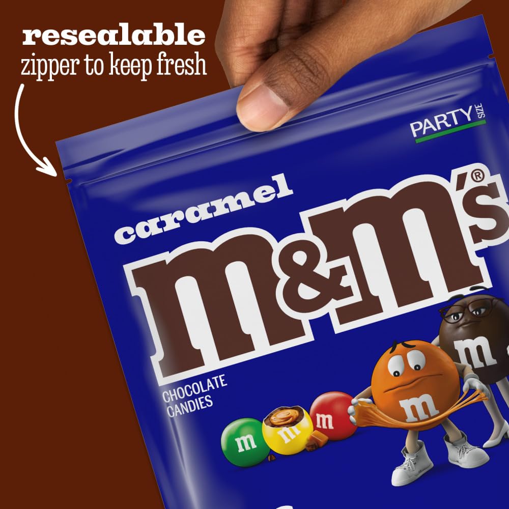 M&M'S Caramel Milk Chocolate Candy Bulk Pack, Party Size, 34 oz Resealable Bag for Parties, Baking and Sharing