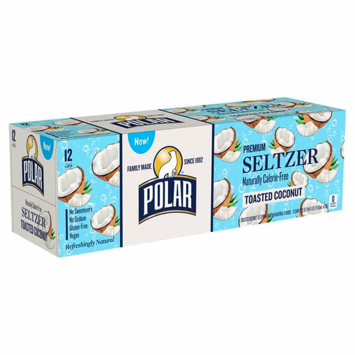 Polar Seltzer Water, Toasted Coconut, 12 fl oz cans, 12 pack - By LastFuel.