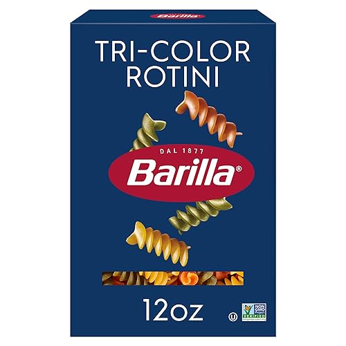 Barilla Tri-Color Rotini Pasta, 12 oz. Box - Non-GMO, Made with Durum Wheat Semolina - Kosher Certified