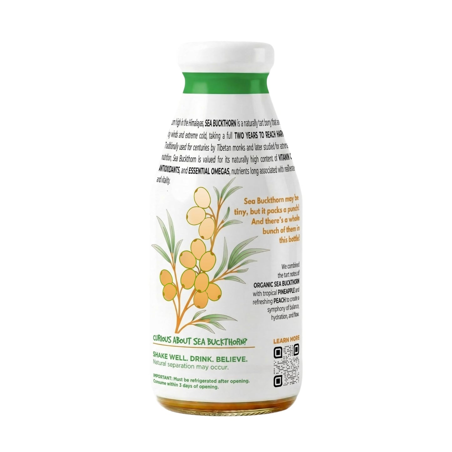 Miracle Sea Buckthorn HYDRATE - USDA Organic Sea Buckthorn Juice Drink | Omega 7 & Antioxidant Rich Superfruit | Apple, Carrot & Ginger Blend | No