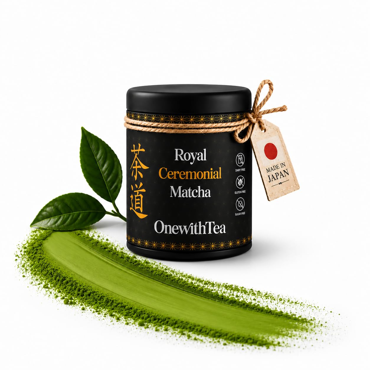 ONE WITH TEA Royal Ceremonial Matcha Powder, Japanese Green Tea, Stone-Ground, Premium Grade, Refined & Smooth Flavor, Ideal for Traditional Matcha