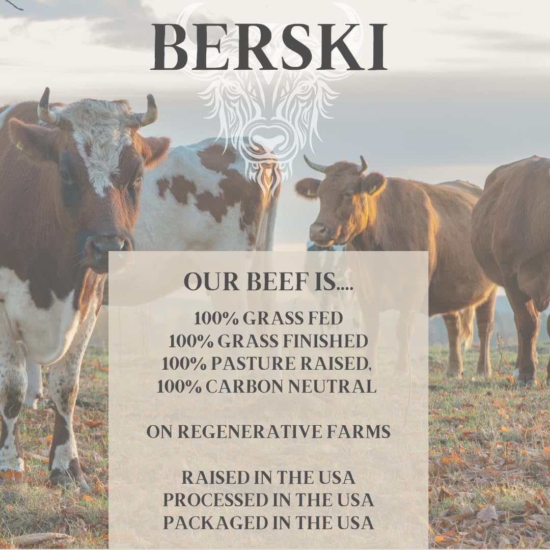 BERSKI Salt & Pepper Beef Sticks - 100% Grass-Fed, Grass-Finished - Ancestral Blend with Liver & Heart - Keto, Paleo - Regeneratively Raised USA Beef