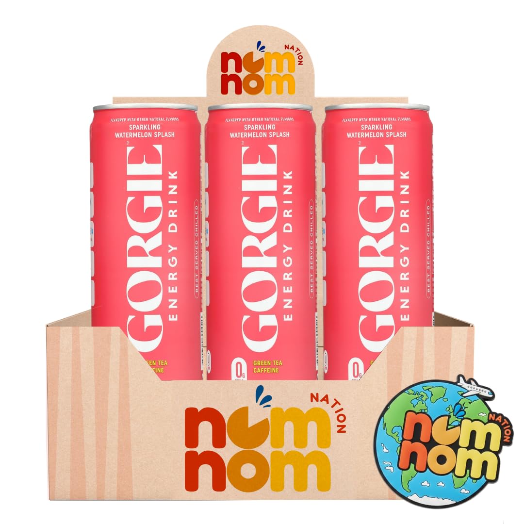 Gorgie Energy Drink Sparkling Watermelon Spice - 12 fl oz Can (Pack of 3) - Alternative to Calculus Energy Drinks with a Random Item - 4 Items
