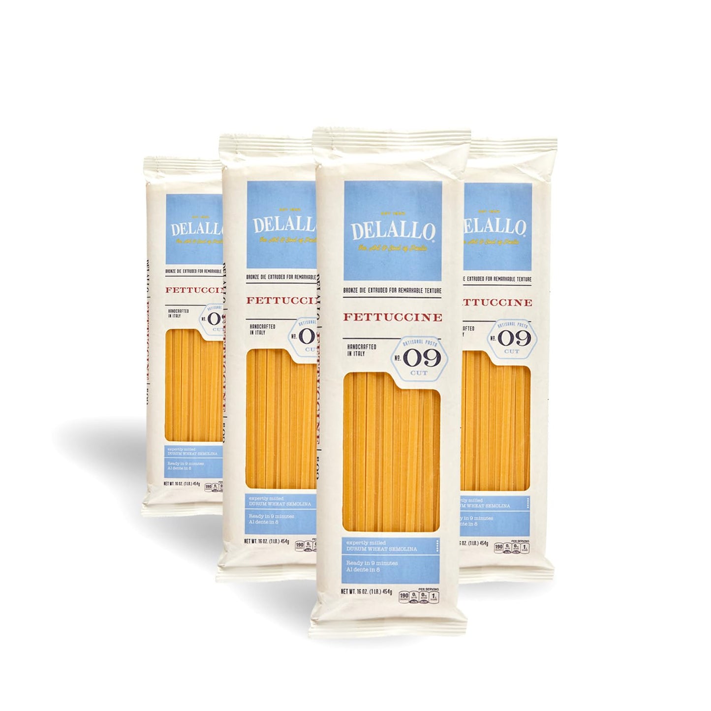 DeLallo Fettuccine Pasta, Made in Italy, Bronze Cut, Made with Only 100% Durum Wheat Semolina Flour, All Natural, Non-GMO, Kosher, Vegan, 1 Pound Bag