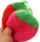 1 Pc Strawberry Colorful Scrubber, Non-Scratch Dish Scrubber, Household Cleaning Pad Scrubber Sponge, Non-Scratch Scrubber Cleaning Tools (Rose Red)