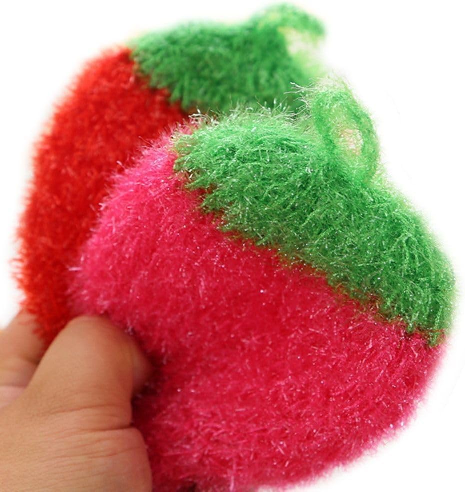 1 Pc Strawberry Colorful Scrubber, Non-Scratch Dish Scrubber, Household Cleaning Pad Scrubber Sponge, Non-Scratch Scrubber Cleaning Tools (Rose Red)