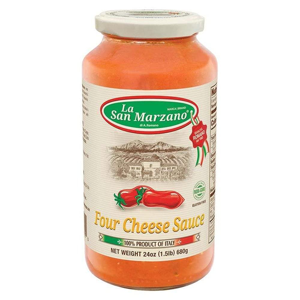 La San Marzano Four Cheese Sauce, 24 oz, Pasta Sauce Made in Italy, All Purpose Tomato Premium Quality, All Natural, Non GMO, Gluten Free
