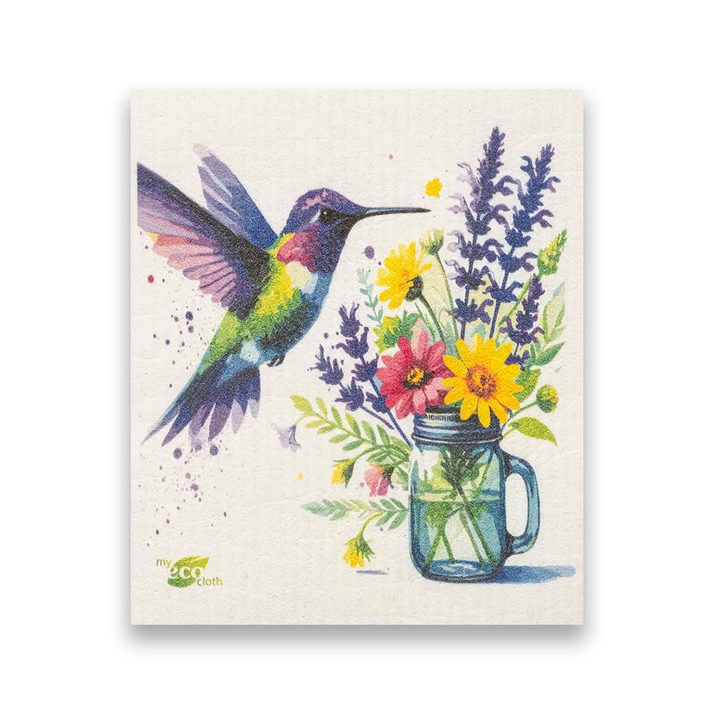 SWEDEdishcloths - Cellulose Sponge Dish Towels - Mixed Set of 6 (One of Each Design) Humingbirds Swedish Dish Cloths