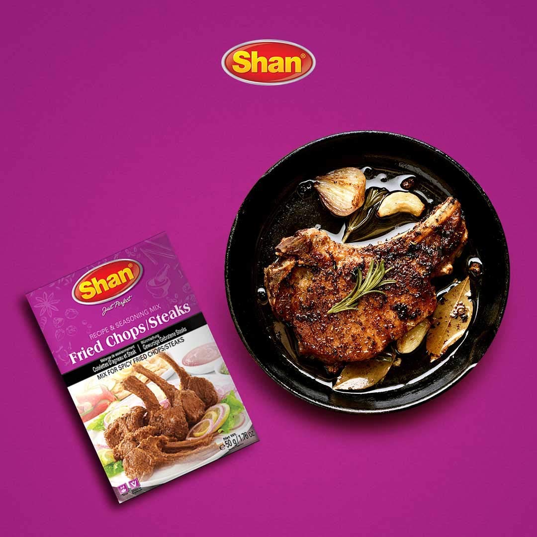 Shan - Fried Chops/Steak Seasoning Mix (50g) - Spice Packets for Spicy Fried Meat (Pack of 4)