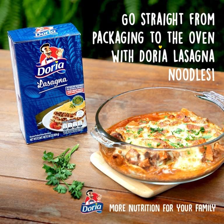Doria Lasagna, Pasta with Durum Wheat Semolina, 16 oz (Pack of 3)
