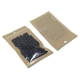 FERENLI 100Pcs Clear Brown Kraft Paper Plastic for Zip Reclosable Bag Lock Flat Heat Sealable Smell Proof Packaging Bags Zipper Lock Coffee Plastic