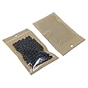 FERENLI 100Pcs Clear Brown Kraft Paper Plastic for Zip Reclosable Bag Lock Flat Heat Sealable Smell Proof Packaging Bags Zipper Lock Coffee Plastic