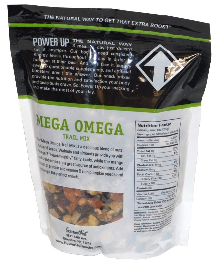GourmetNut Power Up Trail Mix, Mega Omega Trail Mix 26 oz - SET OF 2
